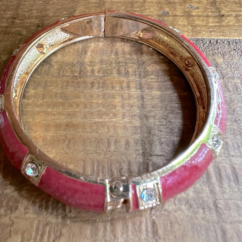 Set of 3 Red, White & Blue Enameled Bangles Hinged Patriotic Clamper Bracelet - Picture 4 of 15